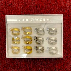 Cubic Zirconia Gold and Silver Ring Set